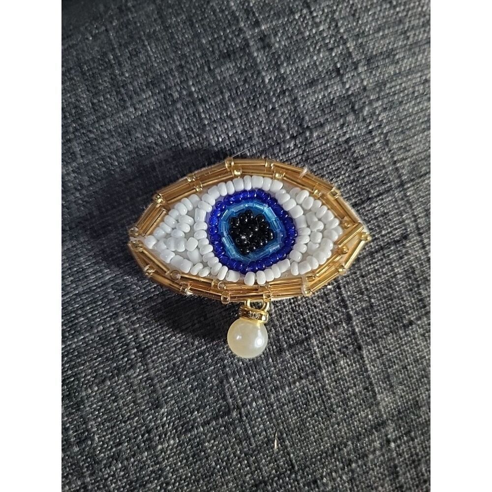 Beaded Rhinestone Eyeball Applique 2"x 1.5" Sew On